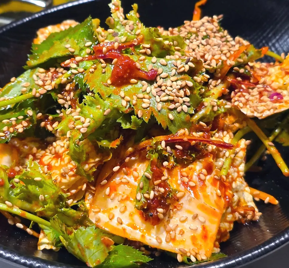 Plate of spicy braised radish, part of the basic banchan
