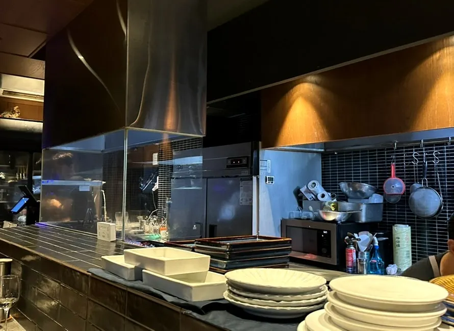 Interior of Orot Robata with the folding doors open