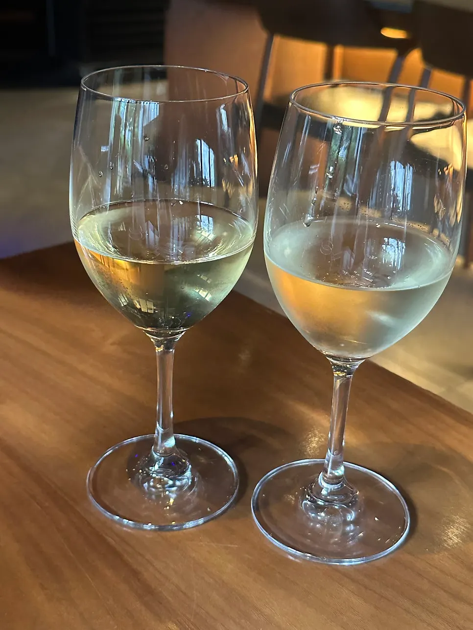 Glasses of white wine and nonalcoholic wine at Orot Robata