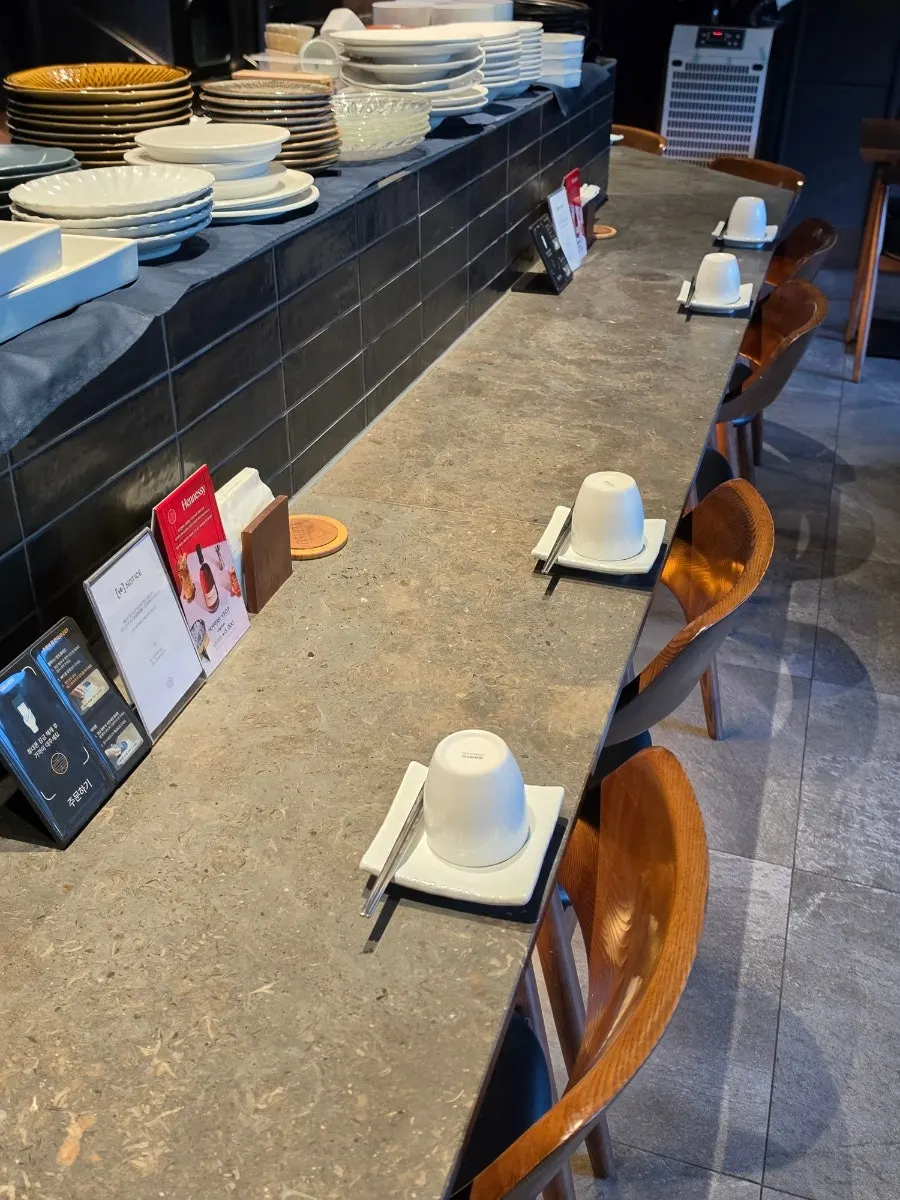 Interior with window seating and ambient lighting