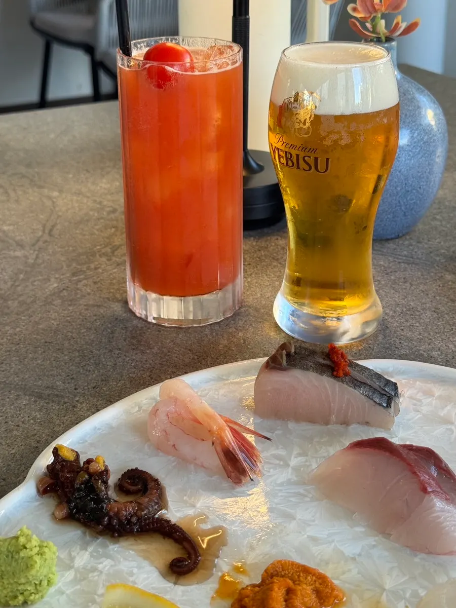 Tomato highball and Ebisu draft beer at Osa Cheongdam