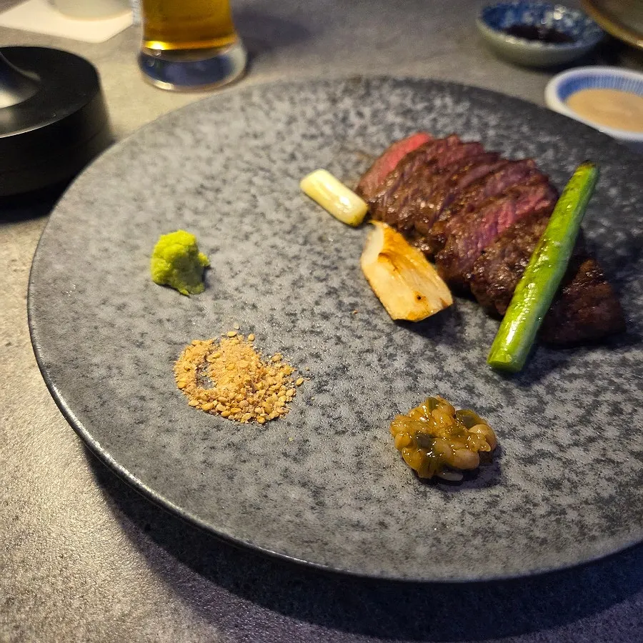 Three sauces served with the steak