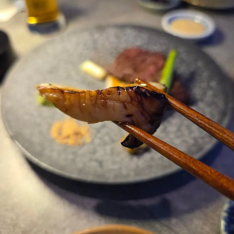 Grilled vegetable garnish with the steak