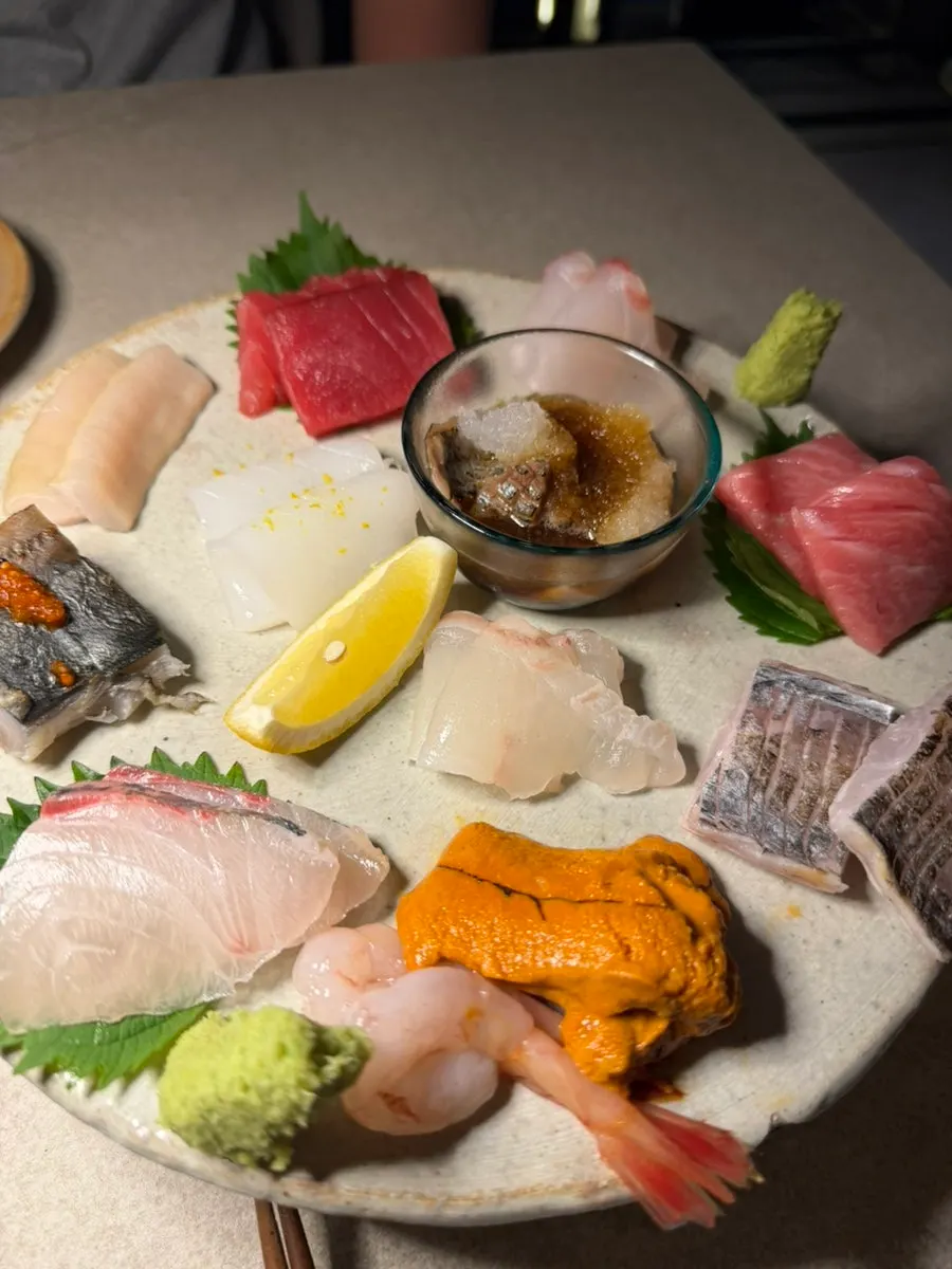 Close-up of uni on the sashimi moriawase