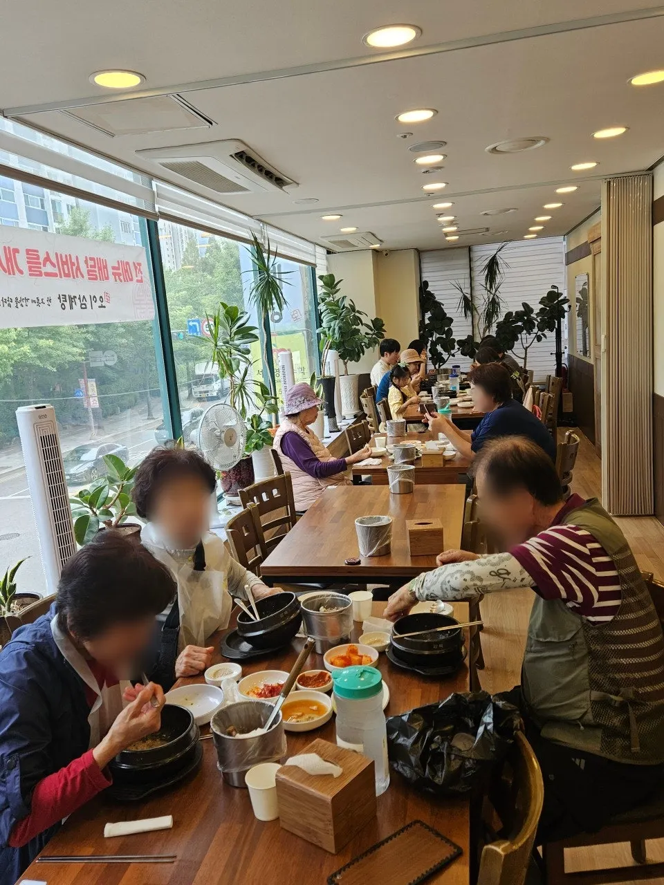 Rows of tables across the restaurant