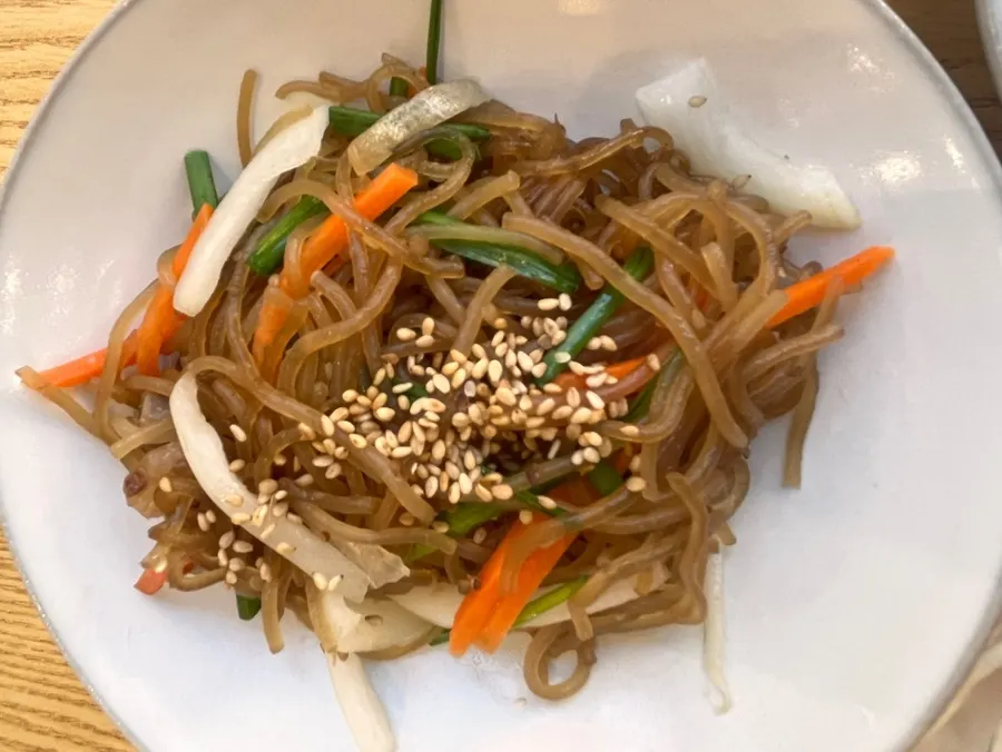 Japchae served as a side dish at Ossamgak