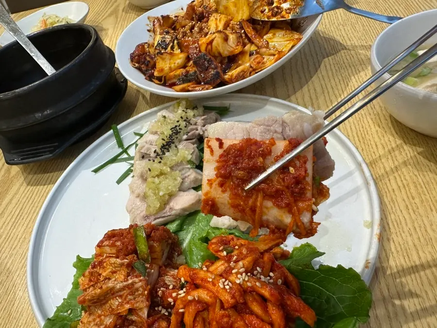 Bossam paired with house-made kimchi