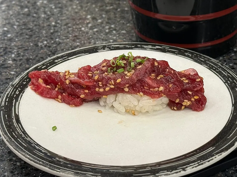 The last sushi plate eaten during the visit