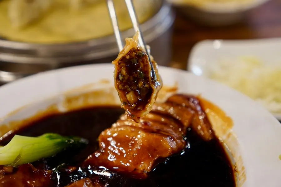 Dongpo pork with wasabi and bok choy
