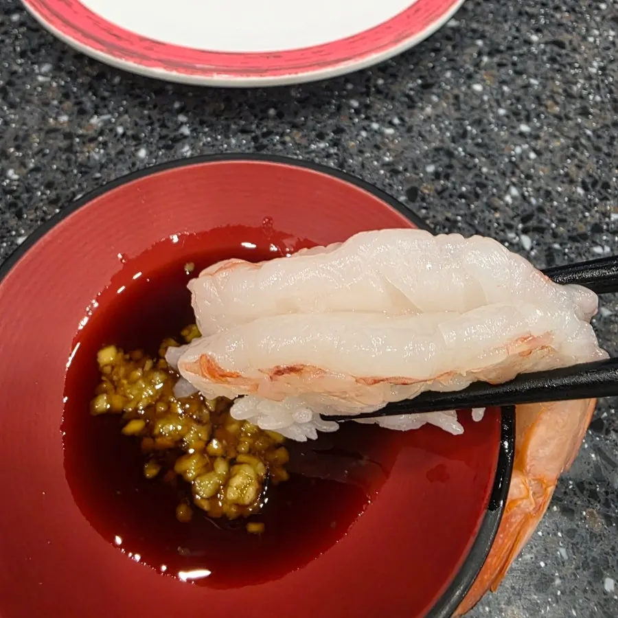 Plump red shrimp sushi