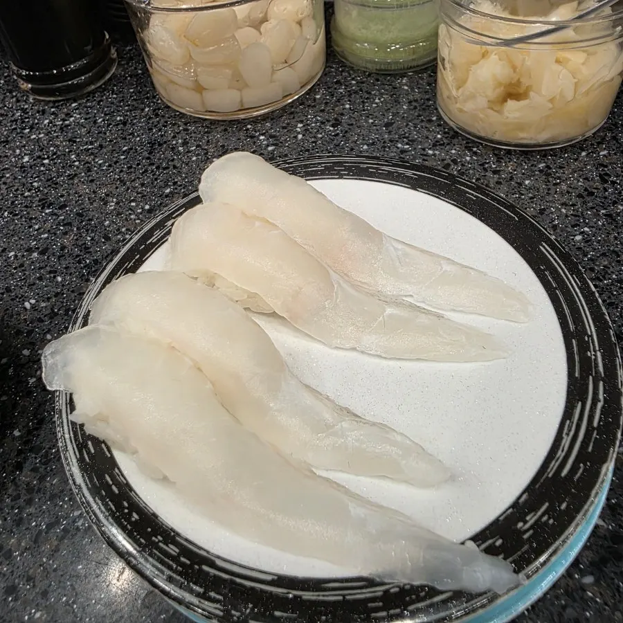 Flounder sushi ordered via tablet