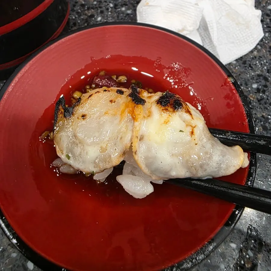 Close-up of smoky cheese scallop sushi