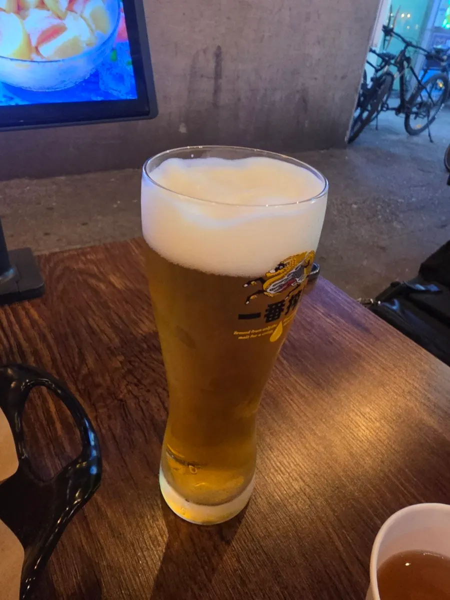 Soy sauce chicken and Kirin draft beer order