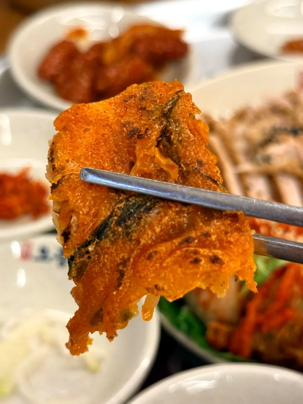A plate of crispy-outside, moist-inside kimchijeon