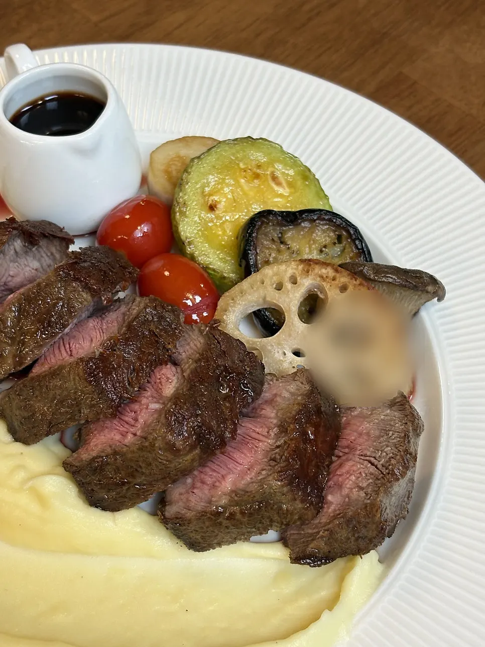 A forkful of the steak