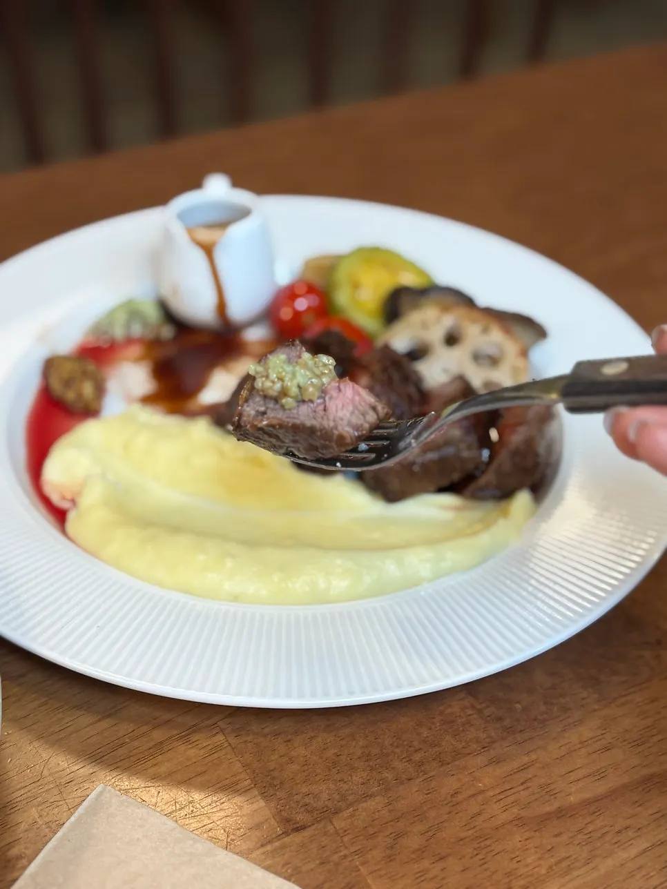 Grilled vegetables served with the steak