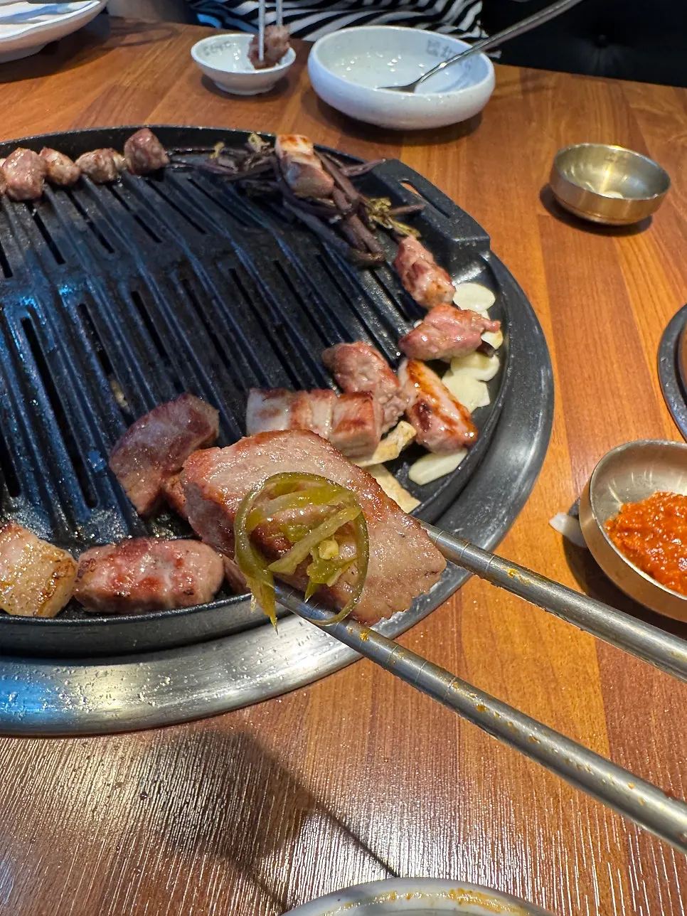 A piece of grilled pork