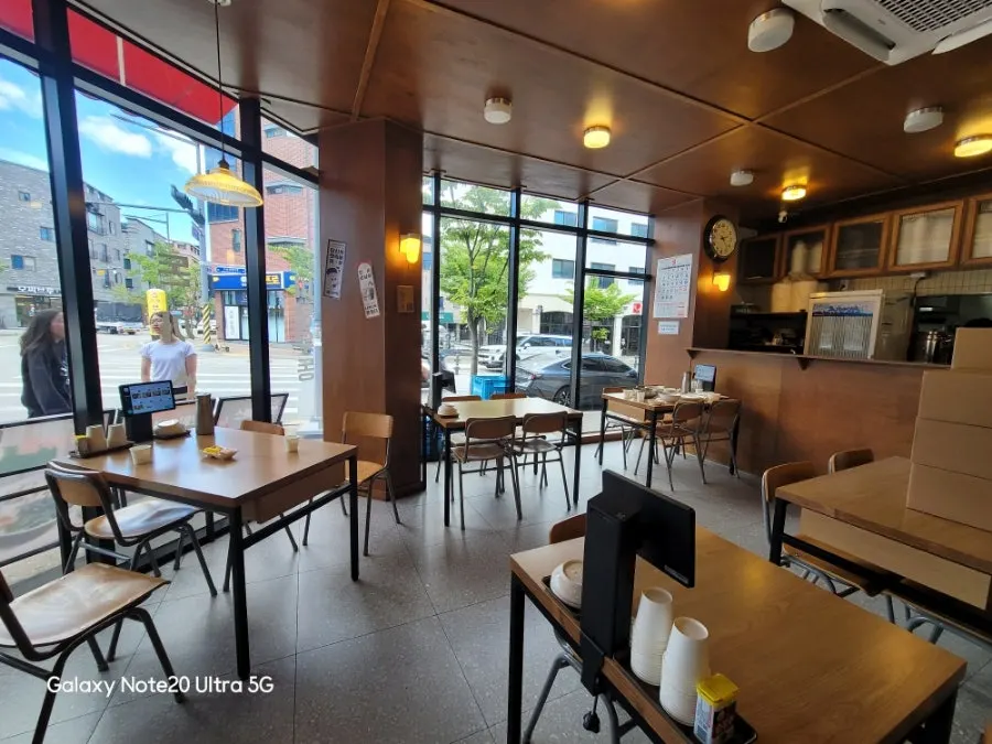 Wood-toned retro-style restaurant interior