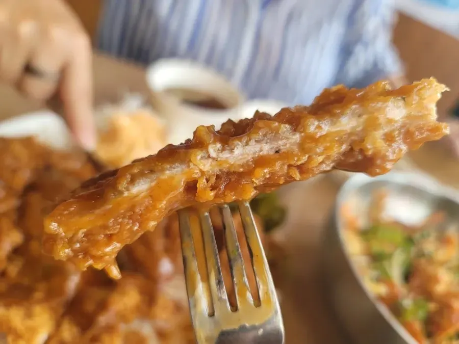 Old-style pork cutlet with thick meat inside