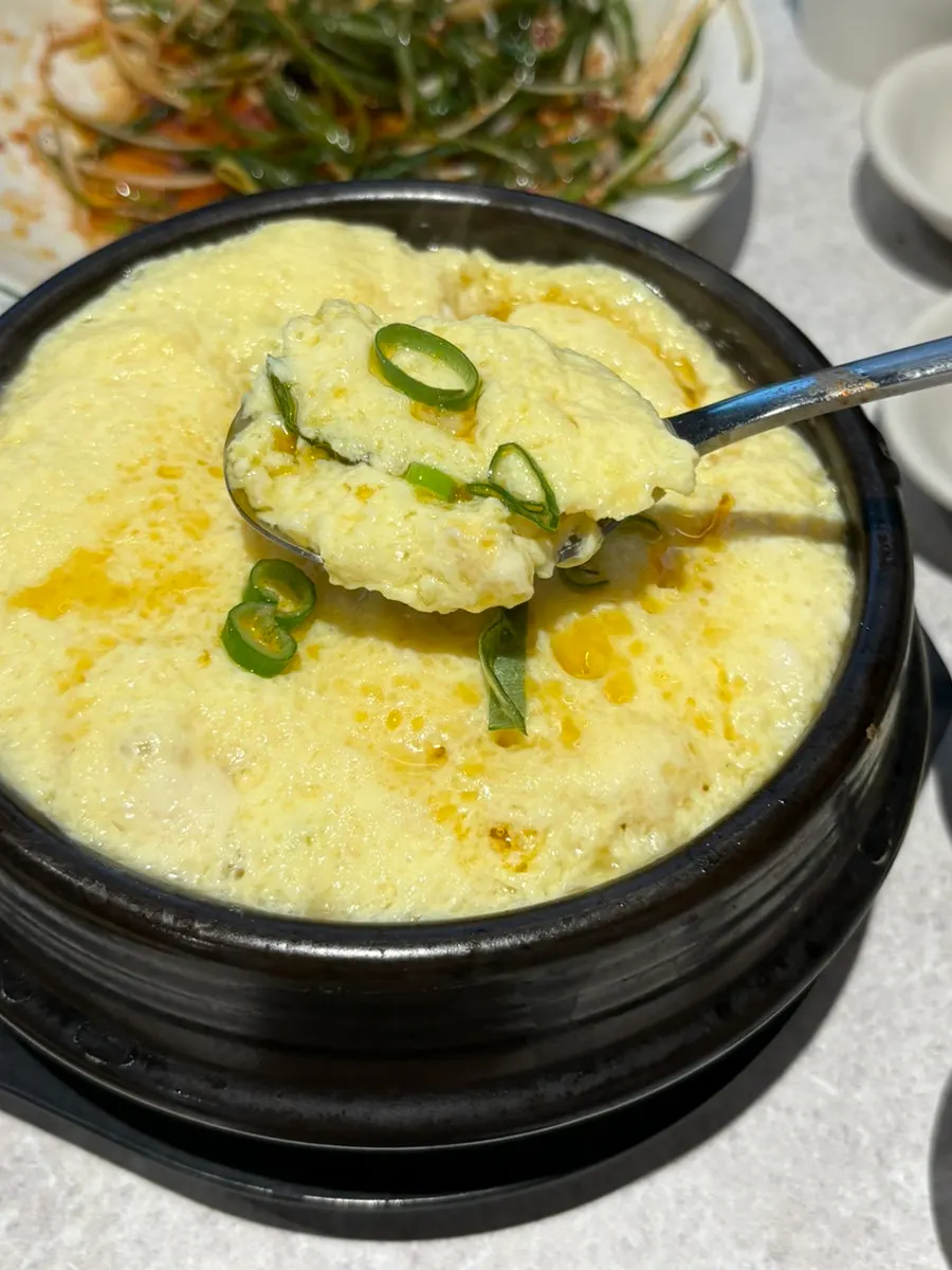 Fluffy complimentary steamed egg