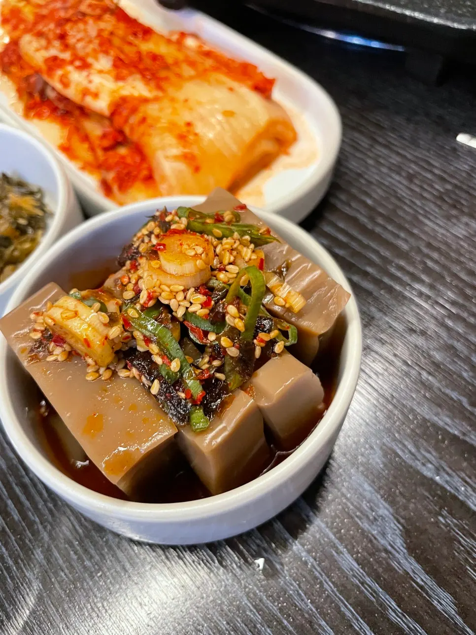 Muk (jelly) served as a side dish