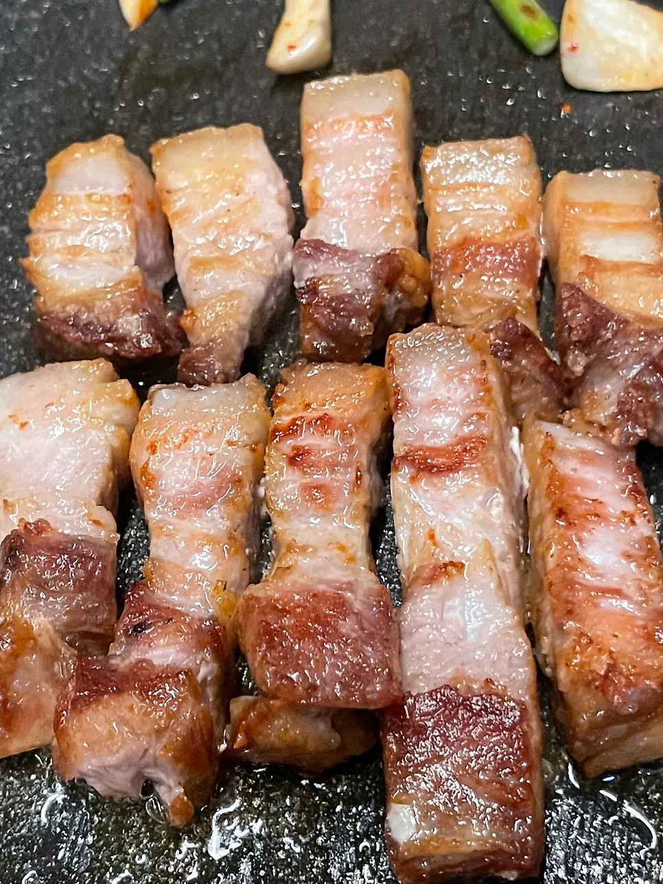 Pork belly on the grill