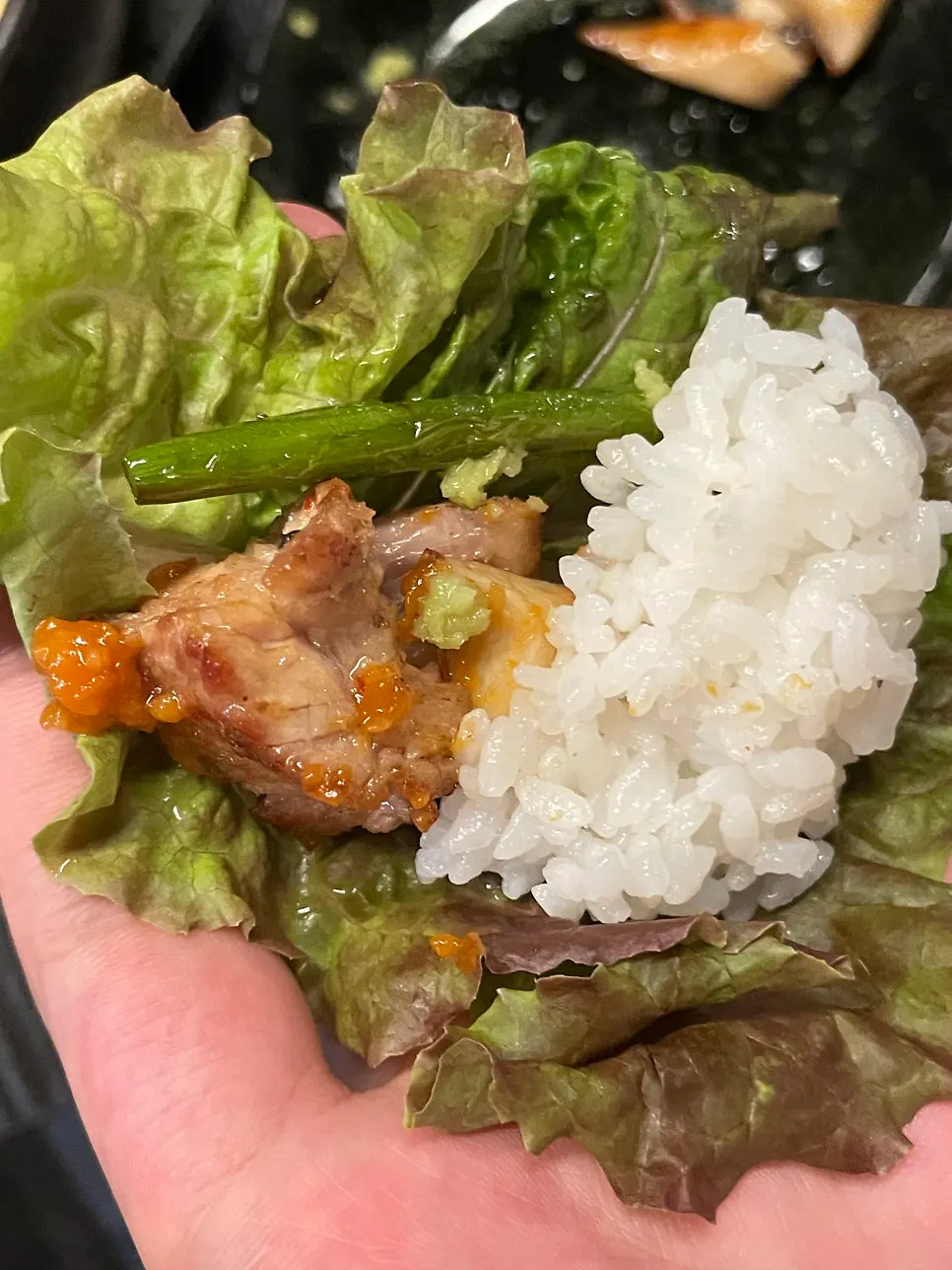 Pork jowl served with salt and wasabi