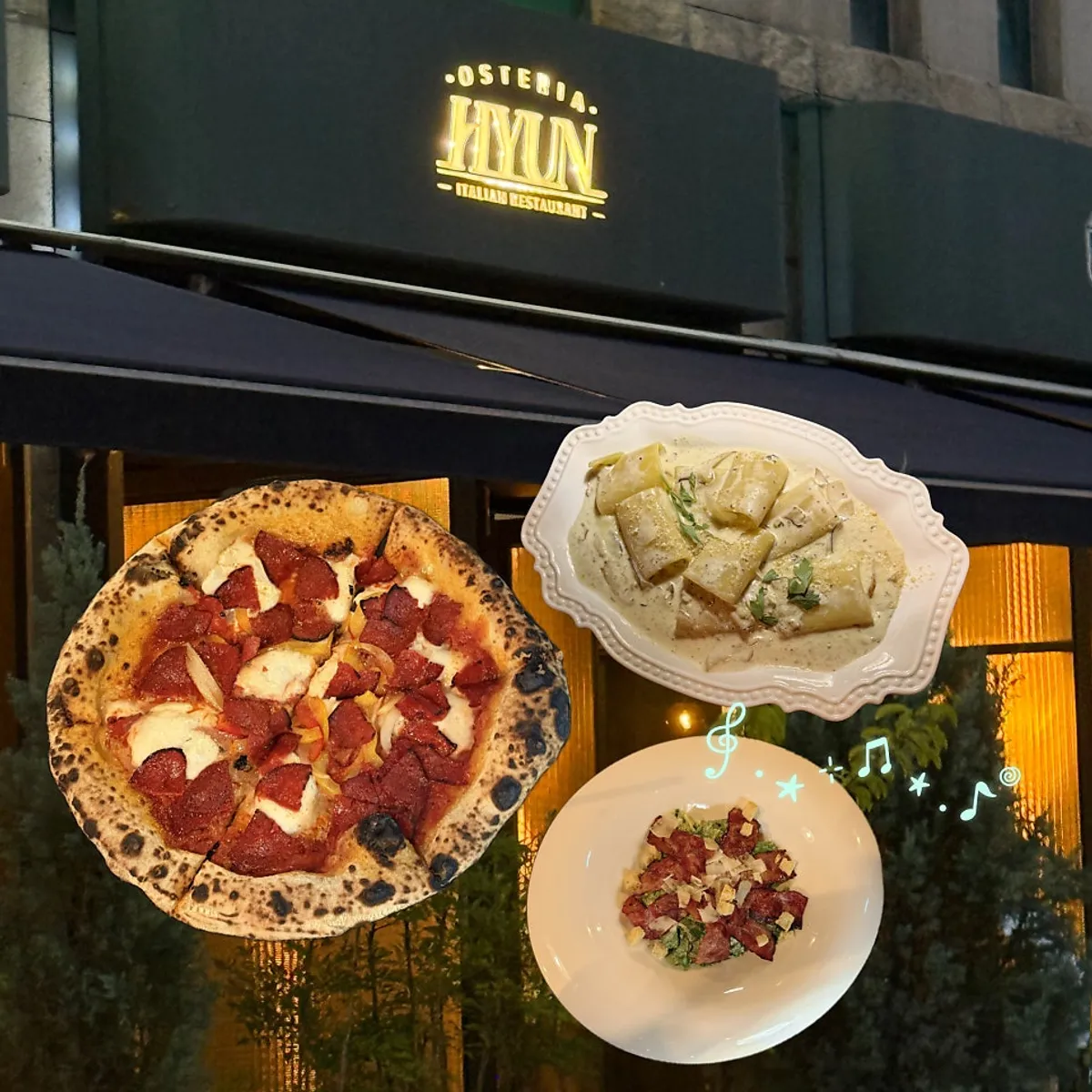 Osteria Hyeon's signature spicy chorizo wood-fired pizza