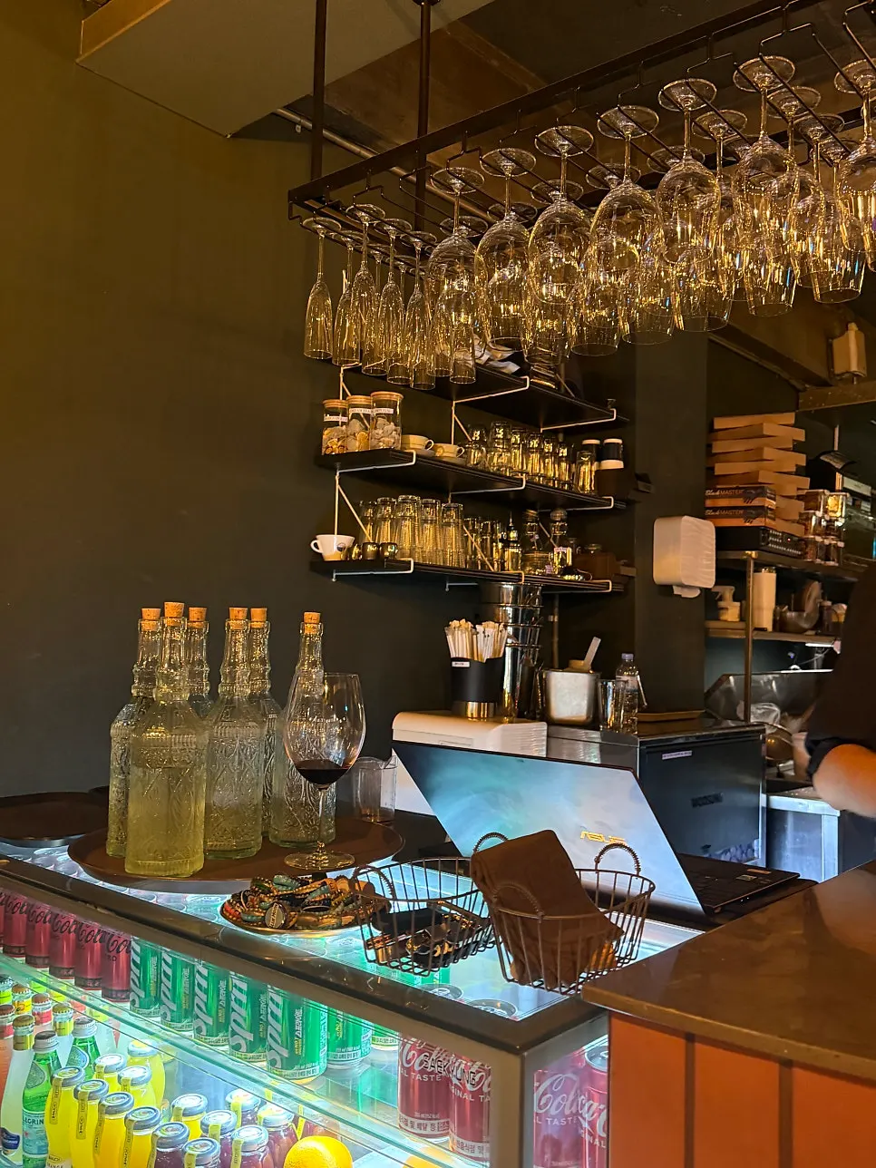 Osteria Hyeon's open kitchen and wood-fired oven