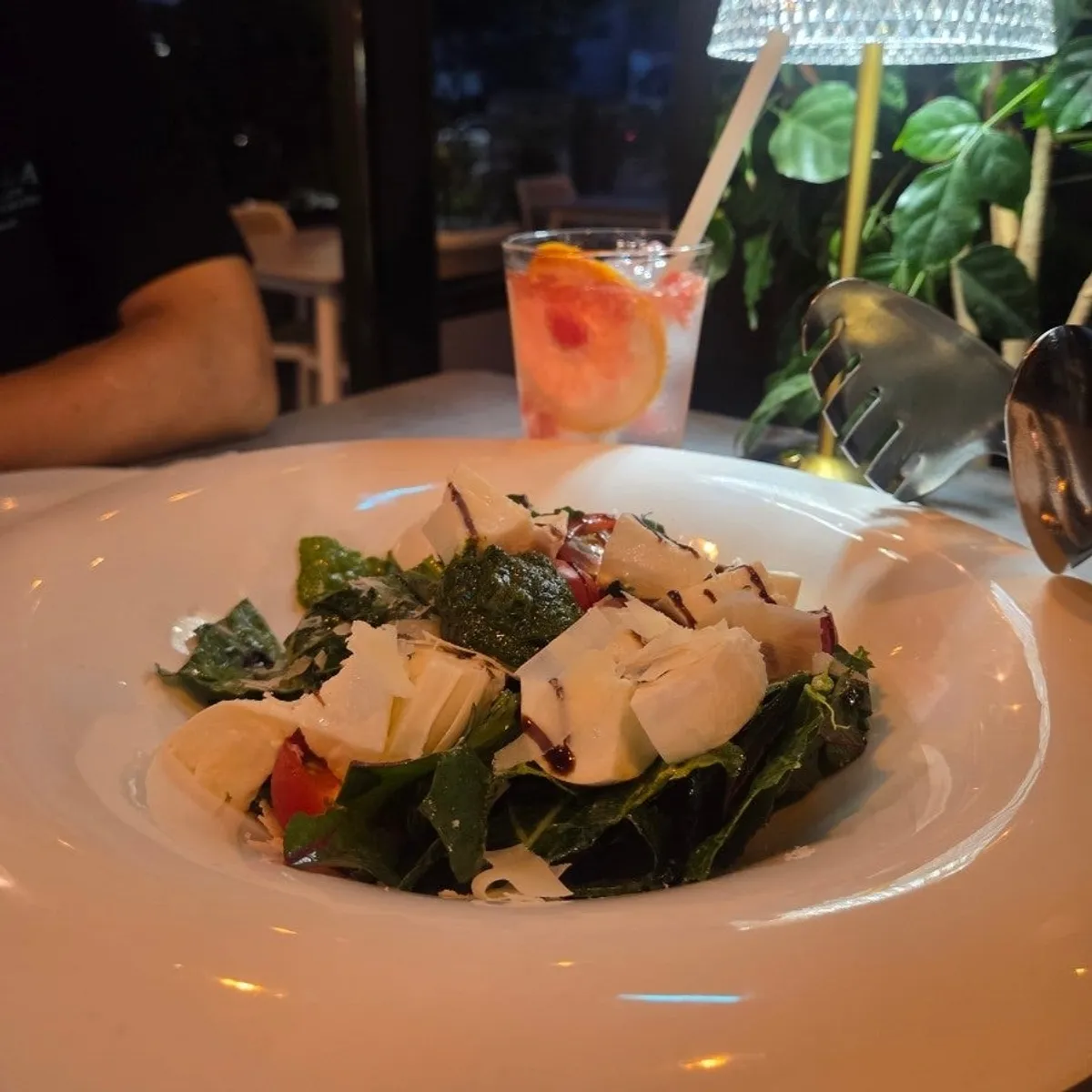 Basil pesto buffalo mozzarella salad at Osteria Hyeon