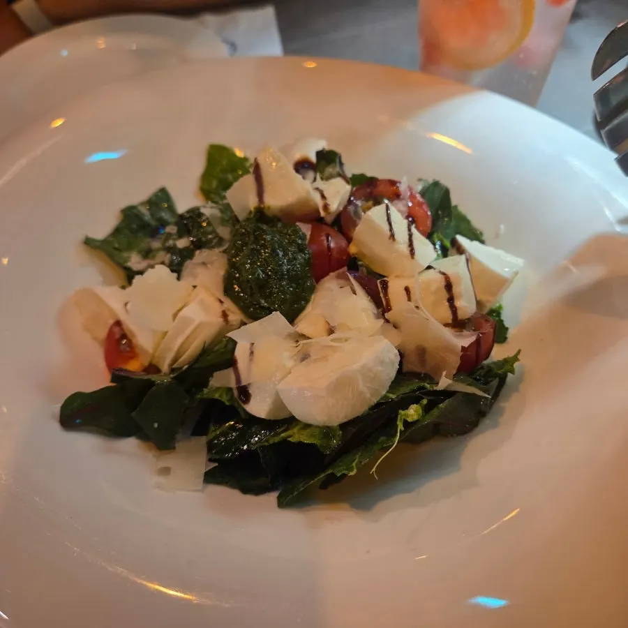 Buffalo mozzarella salad served before the main dishes