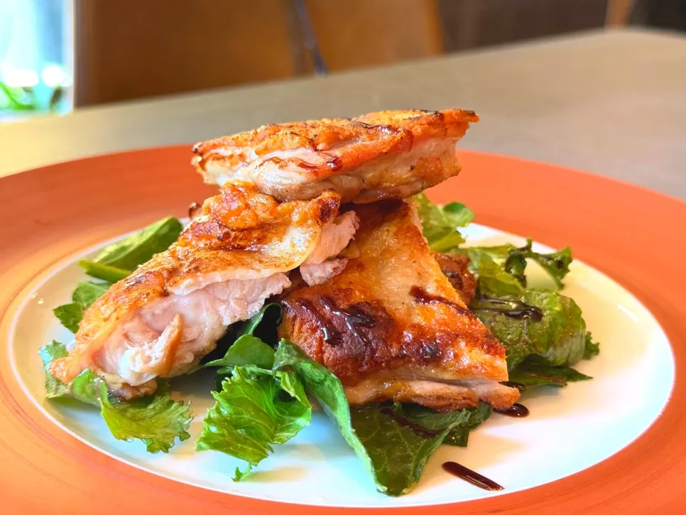 Osteria Hyeon chicken steak with crisp skin