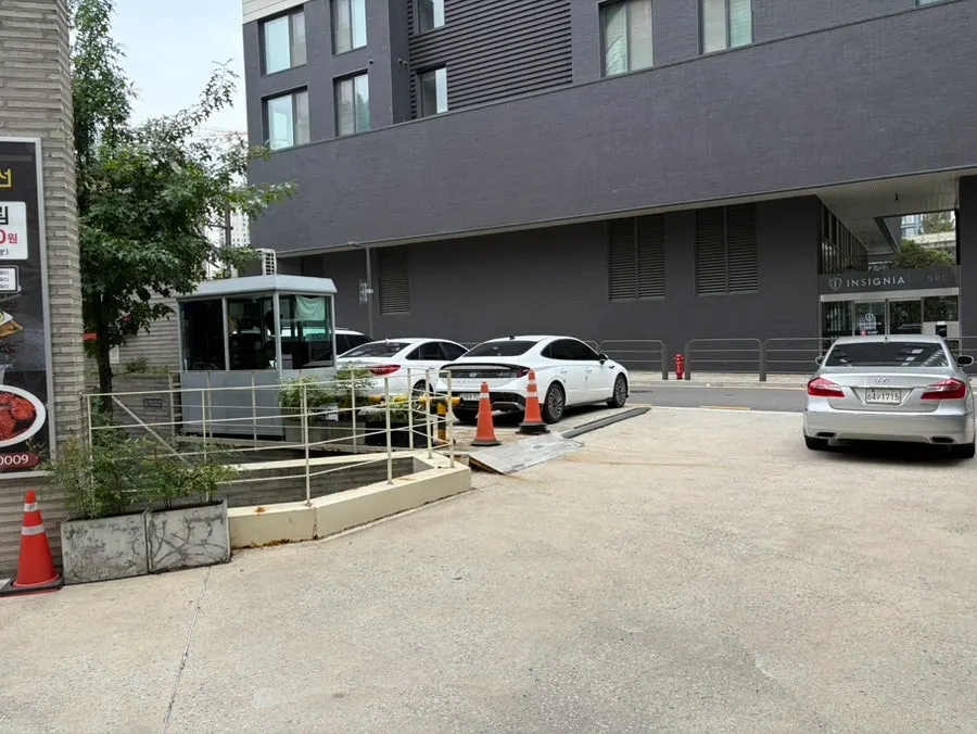 Valet parking space in front of the building