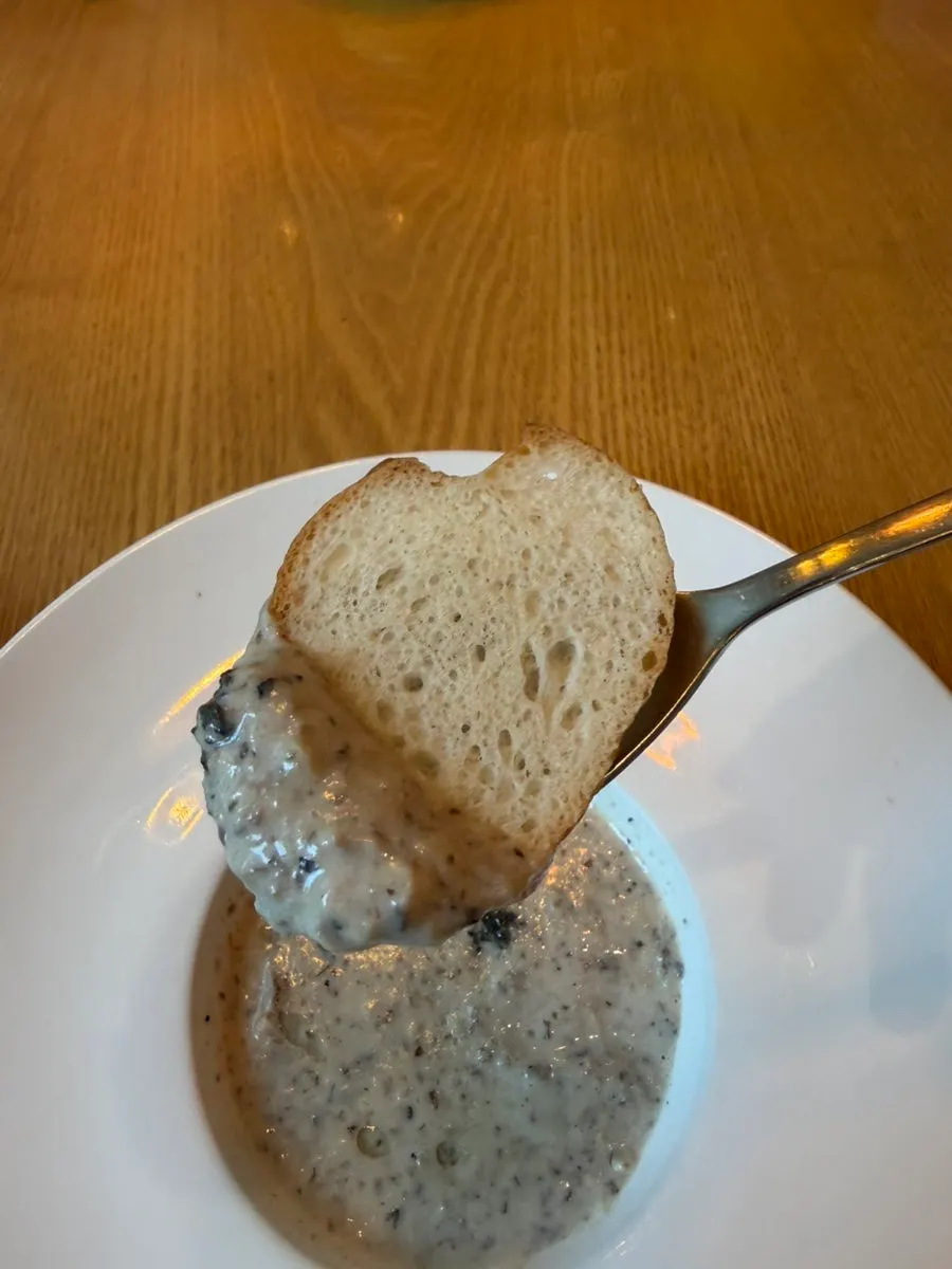Mushroom soup served as the soup of the day
