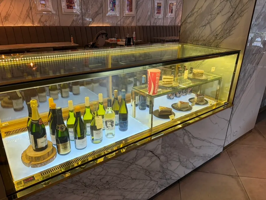 Variety of wines displayed in the restaurant