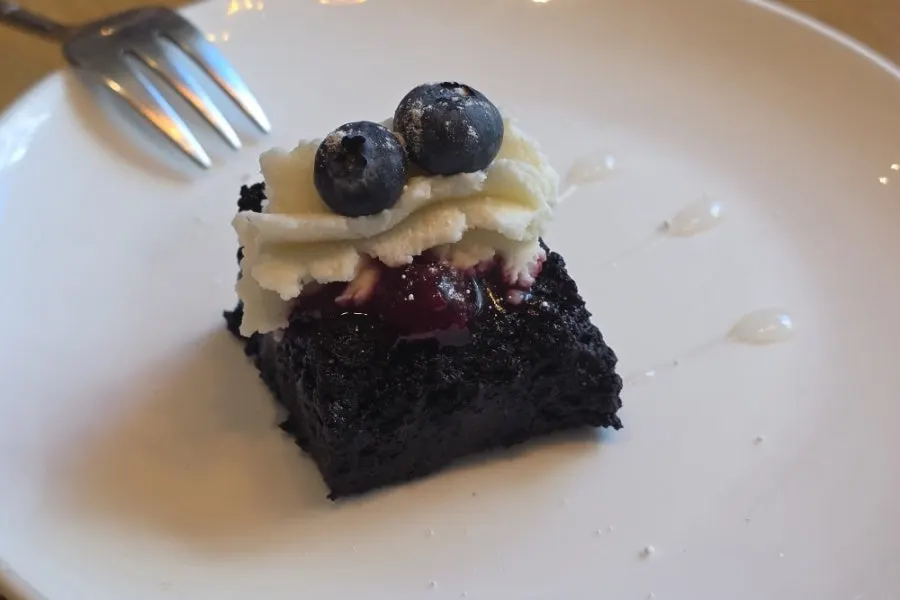 Blueberry-topped brownie dessert