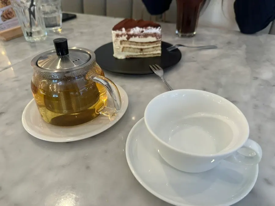 Dessert and tea setting at Osteria Ottivo