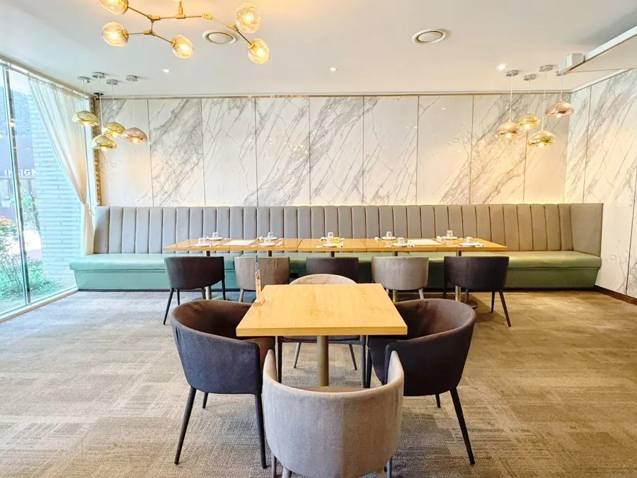 View of the inner dining hall at Osteria Ottivo