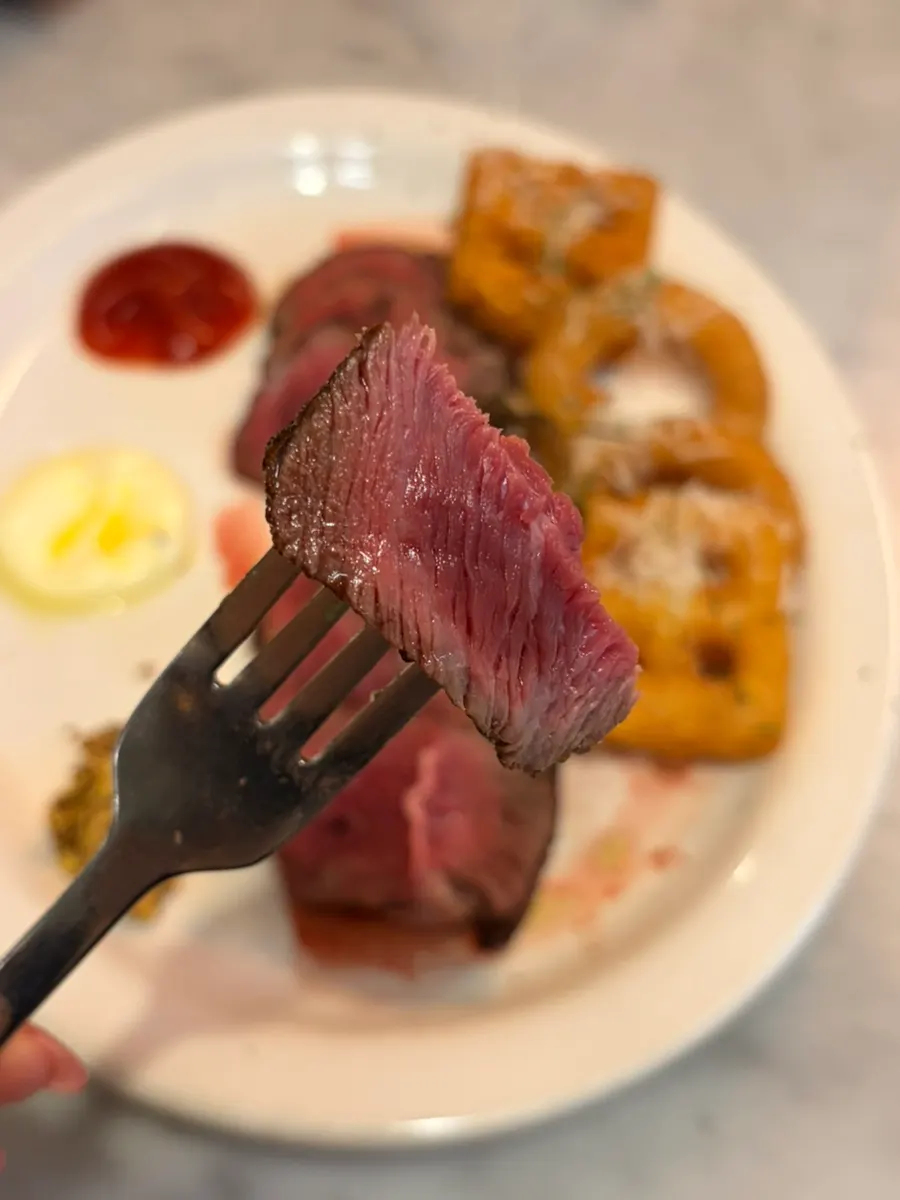 Cross-section of a tender sliced steak