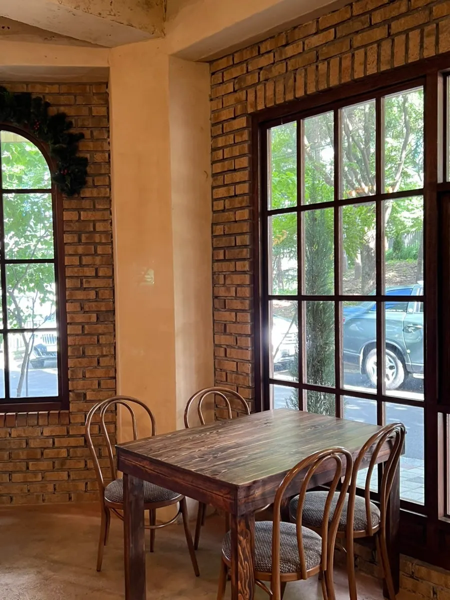 Window seat with a view of greenery