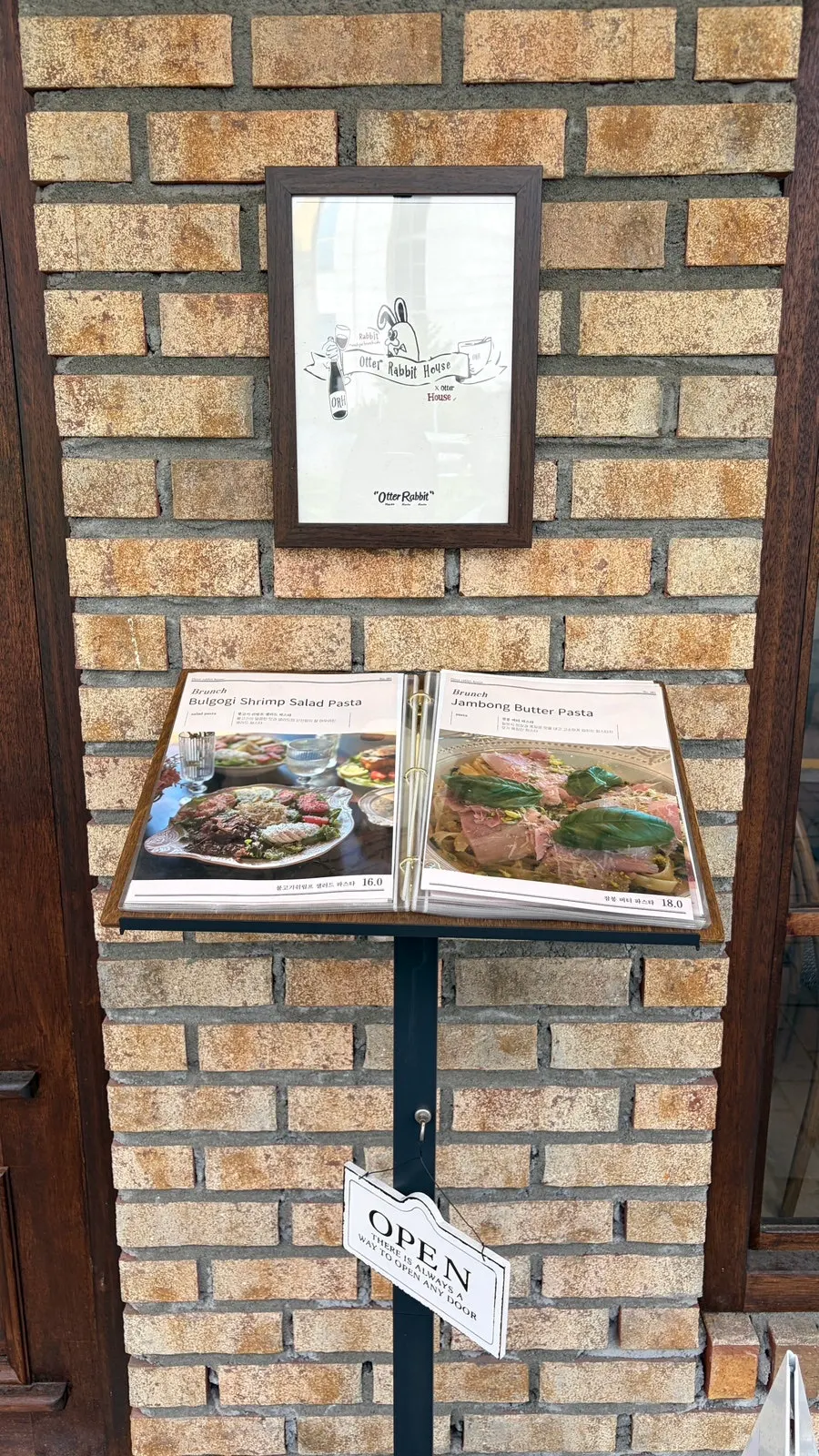 Brunch café menu board set up outside the shop