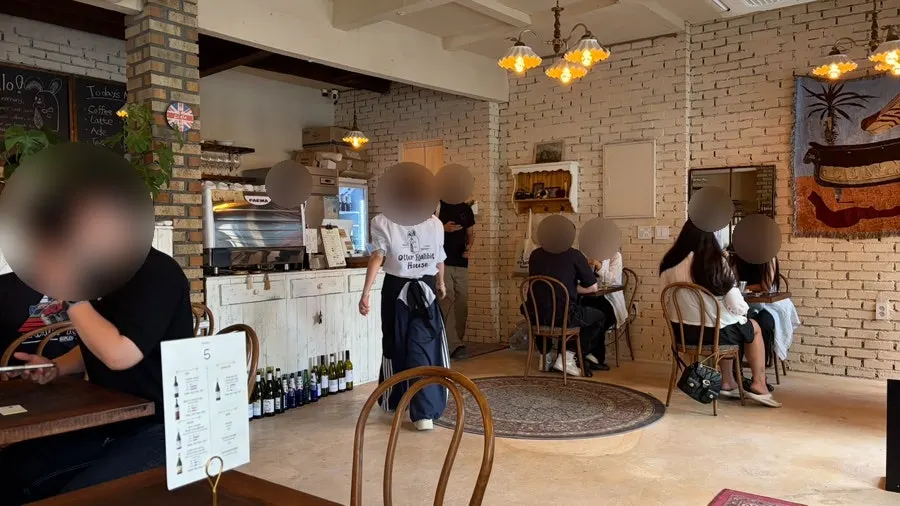 Café interior packed with customers