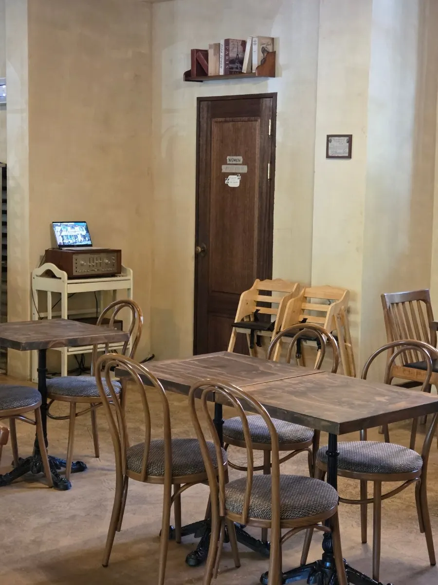 Café wall decorated with a painting
