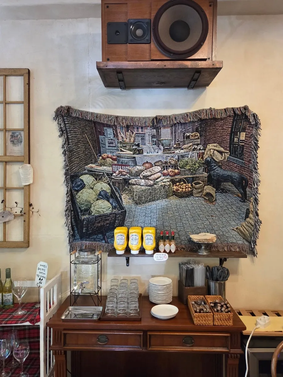 Window view from inside the café