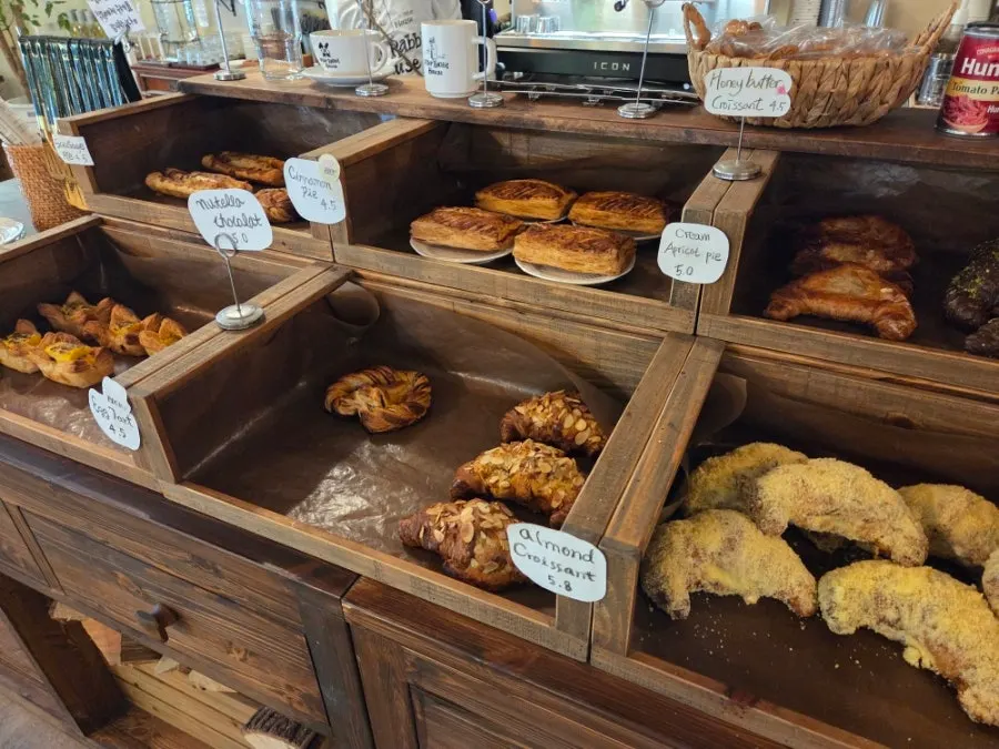 Desserts in the display case