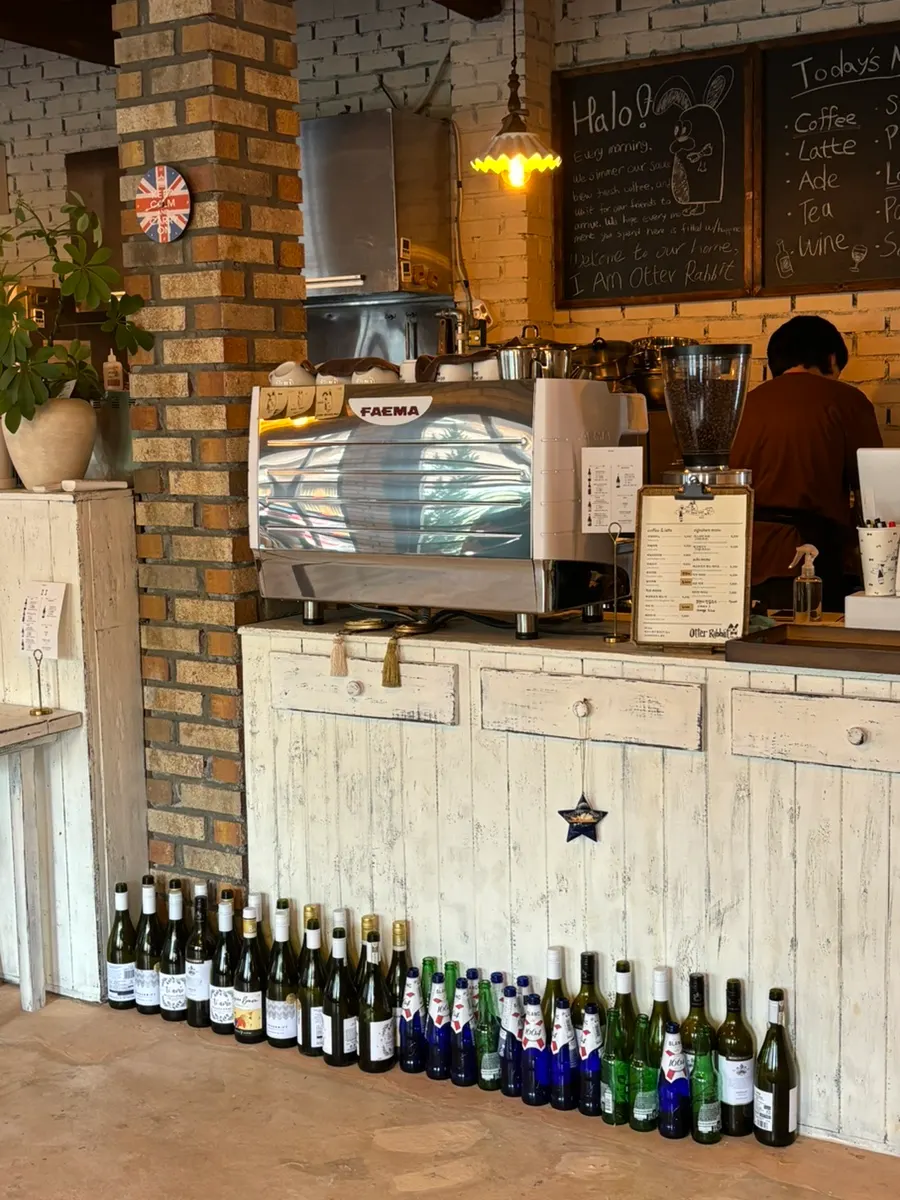 Wood-toned café interior