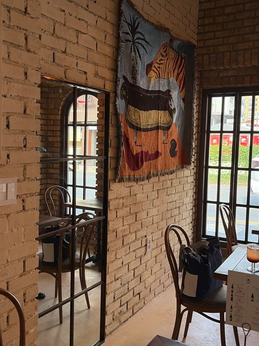 Decorative props placed around the café