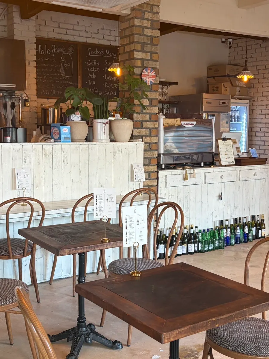Cozy café space with warm color tones