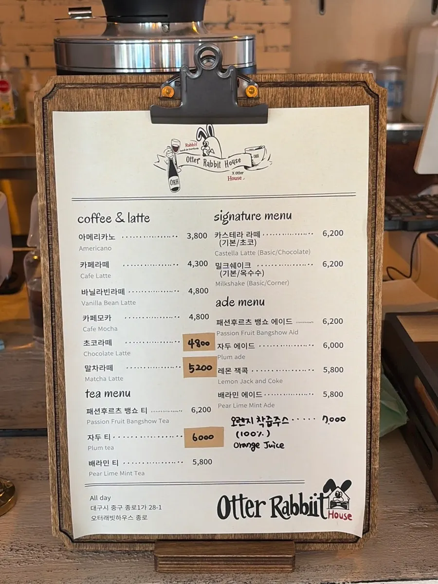 Menu board by the counter