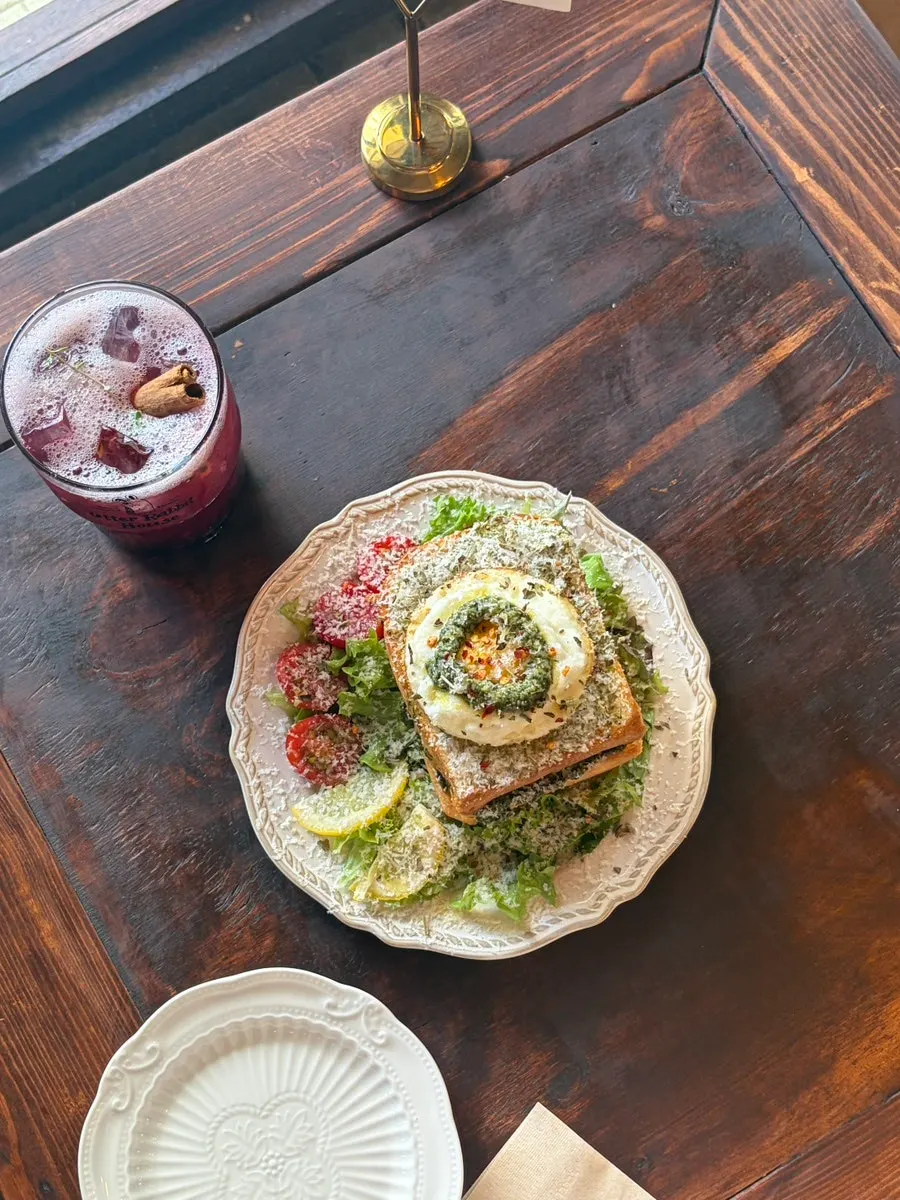 Brunch spread set by the window seat